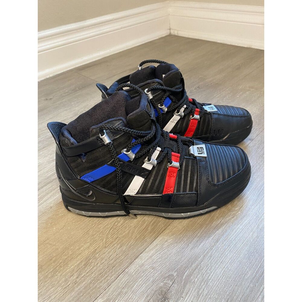 Nike Zoom LeBron 3 QS The Shop Barbershop Mens 9 DO9354-001 Black Red Blue